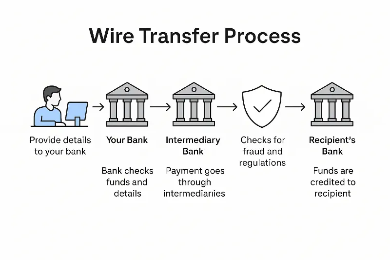 A wire transfer is an electronic bank-to-bank payment