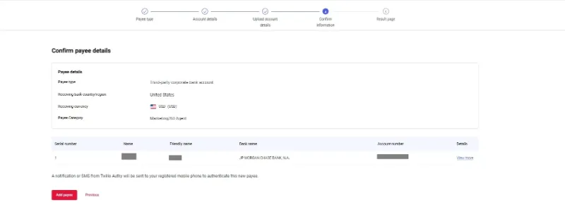 Review and submit the payment