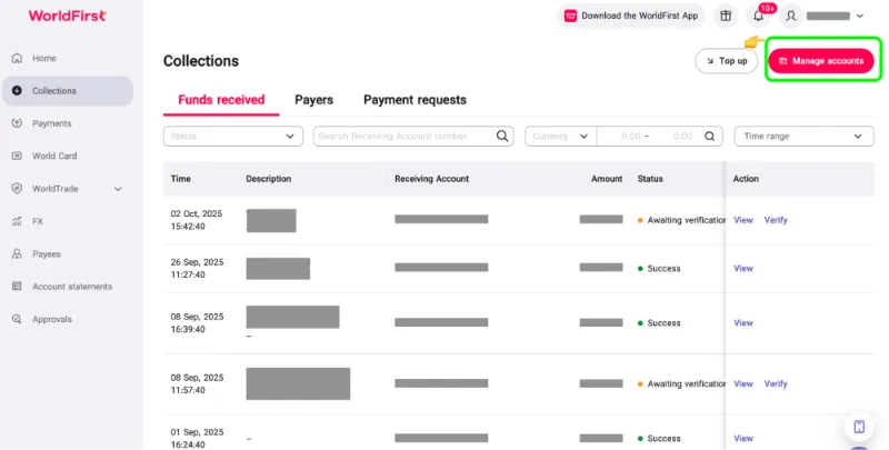 receiving accounts