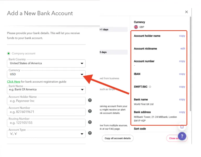 Add the withdrawal method inside Fiverr