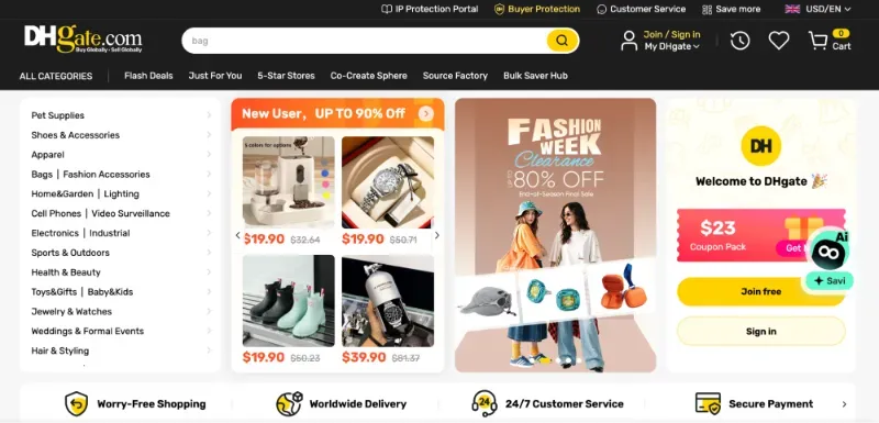 DHgate is a cross-border e-commerce marketplace that connects international buyers with Chinese suppliers across a broad range of product categories.