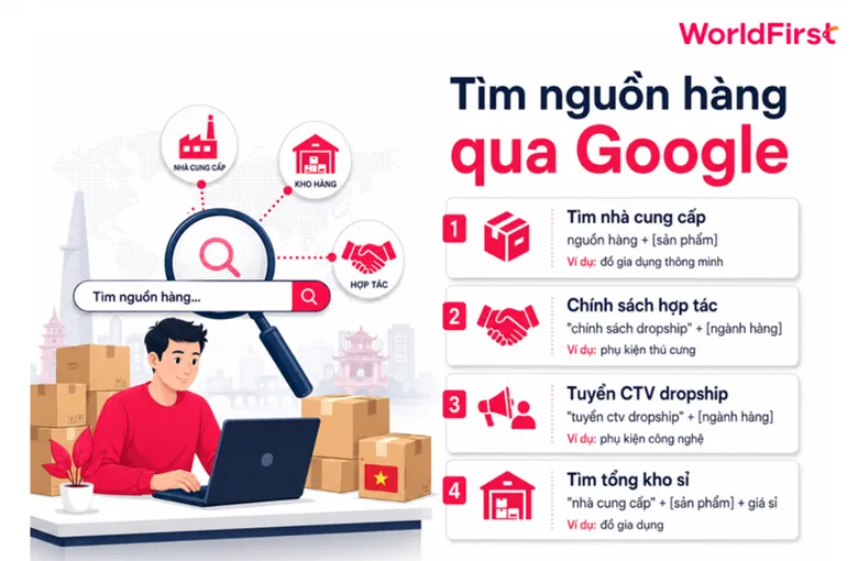 Bạn có thể tìm nguồn hàng qua Google
