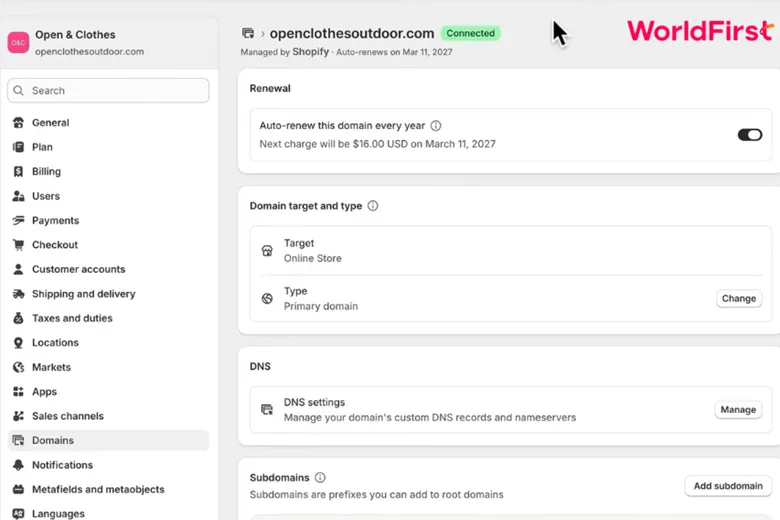 Kết nối tên miền và chờ email xác nhận trạng thái Connected là hoàn tất