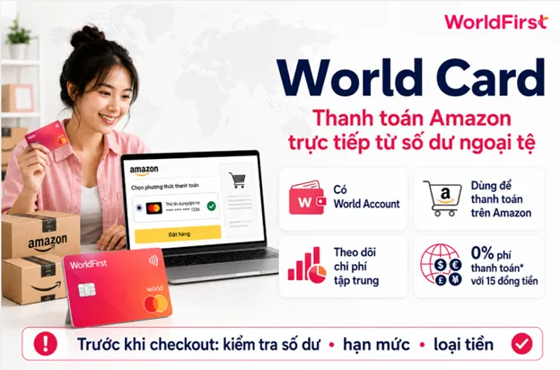 Thanh toán chi phí kinh doanh trên Amazon bằng World Card