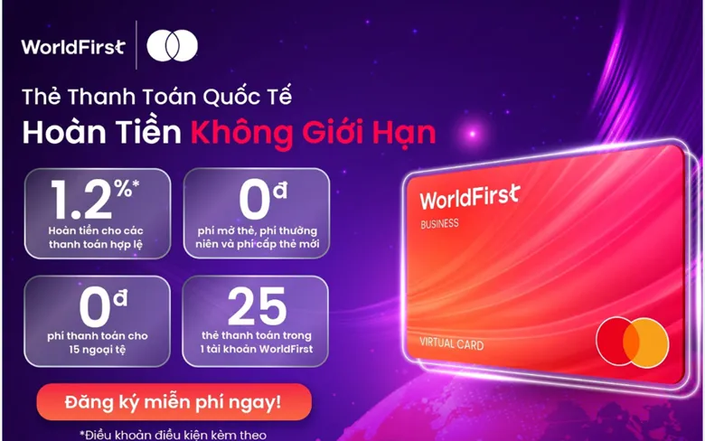 World Card miễn phí mở thẻ, phí thường niên, phí thanh toán và hoàn tiền đến 1.2% tùy điều kiện