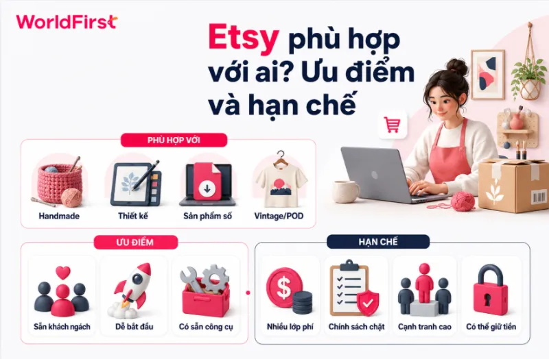 Etsy phù hợp với người có lợi thế về sáng tạo và khả năng phát triển ngách rõ ràng