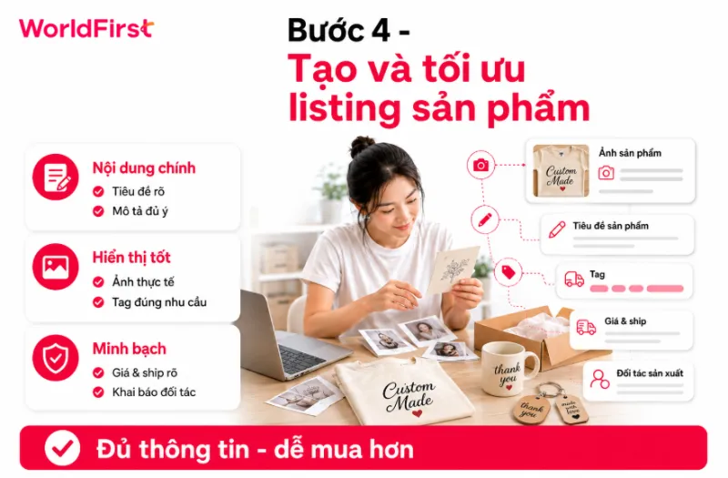 Tạo và tối ưu listing sản phẩm để tăng khả năng hiển thị