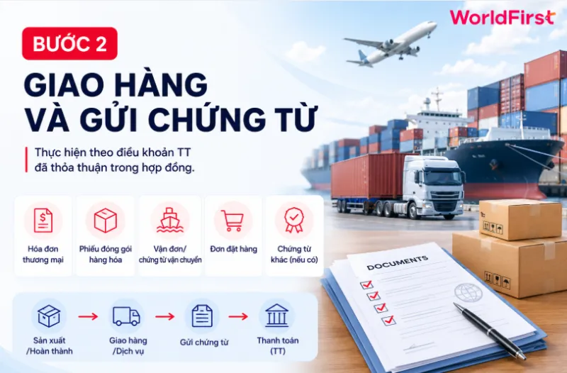 Giao hàng và gửi chứng từ phụ thuộc phương thức TT trả trước hay sau