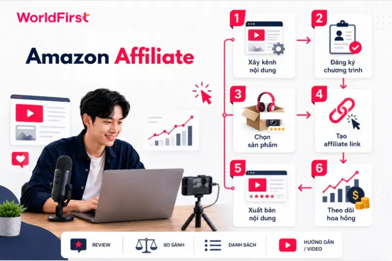 Amazon Affiliate không cần nhập hàng, kho bãi mà thông qua việc sáng tạo nội dung