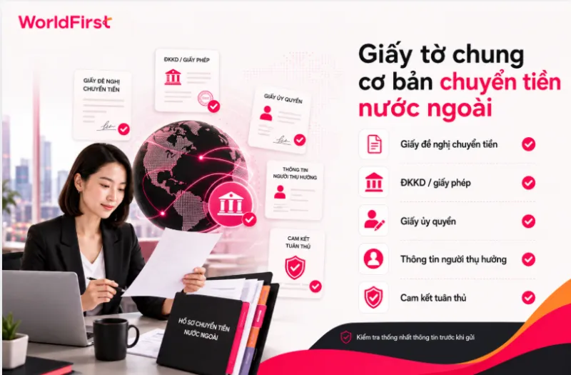 Bạn cần giấy đề nghị chuyển tiền, giấy đăng ký doanh nghiệp, thông tin người thụ hưởng