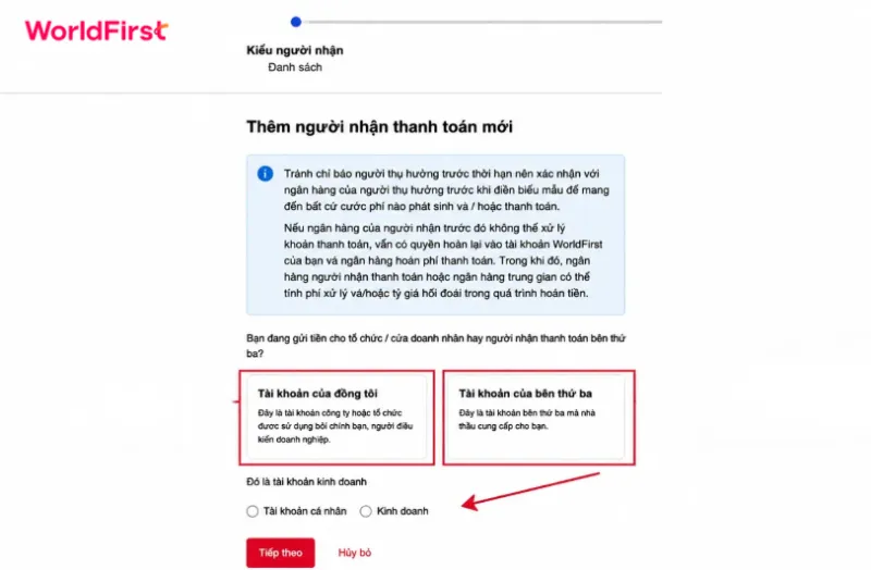 Bạn có thể thêm tài khoản của chính bạn hoặc tài khoản của bên thứ ba