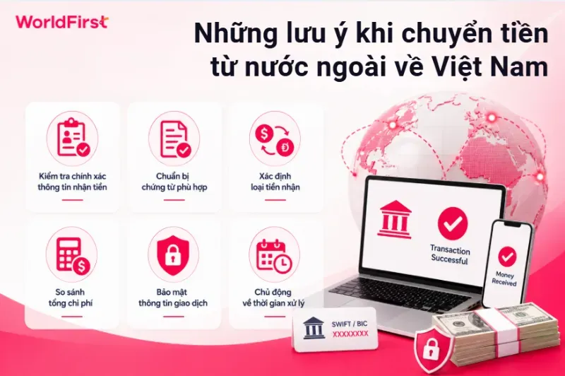Lưu ý kiểm tra chính xác thông tin gửi, chuẩn bị chứng từ phù hợp mục đích chuyển tiền