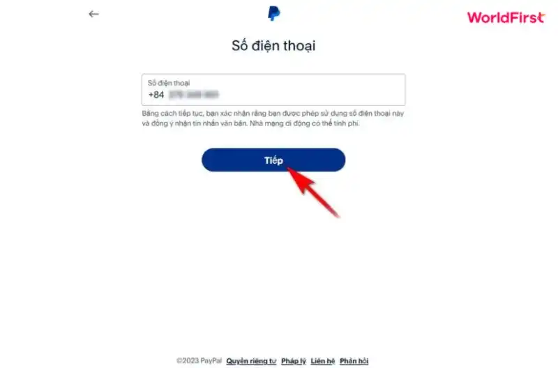 Cung cấp số điện thoại để nhận mã xác nhận