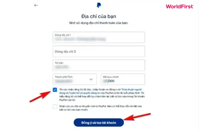 Cung cấp địa chỉ thanh toán phù hợp