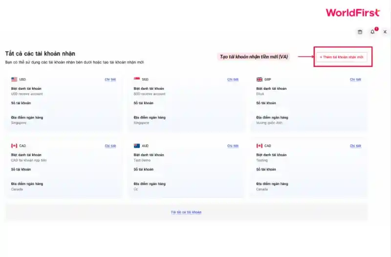 Tạo tài khoản nhận tiền trên WorldFirst trước khi rút tiền từ PayPal về