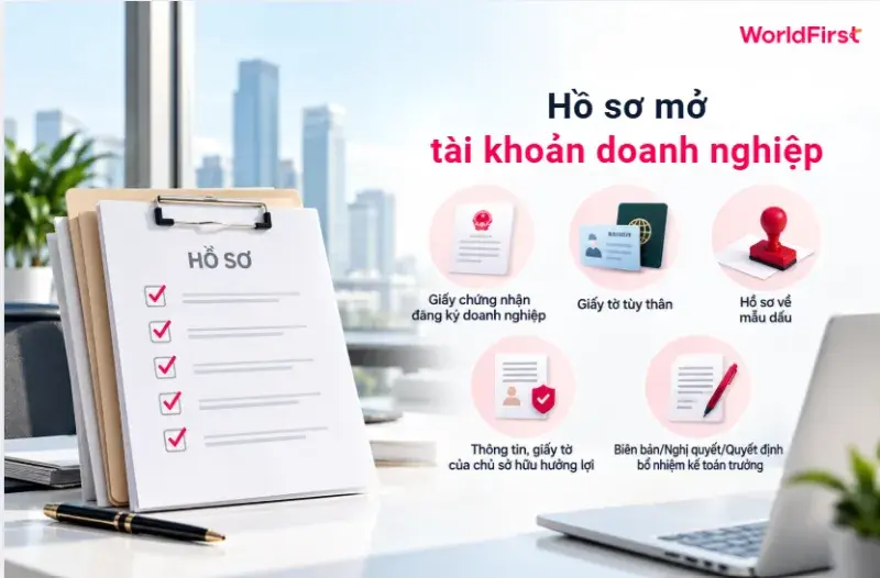 Bạn cần giấy đăng ký doanh nghiệp, giấy tờ tùy thân của người đại diện/chủ sở hữu hưởng lợi