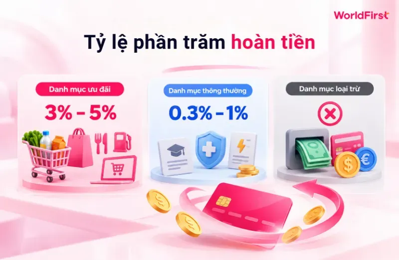 Cashback được xác định dựa trên tỷ lệ phần trăm tổng giá trị giao dịch