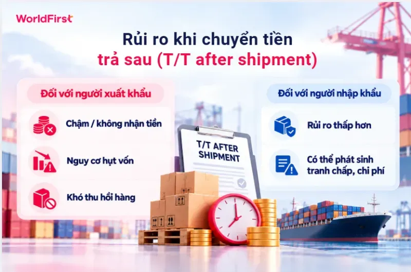 Chuyển tiền trả sau có lợi hơn cho người mua nhưng làm tăng rủi ro người bán