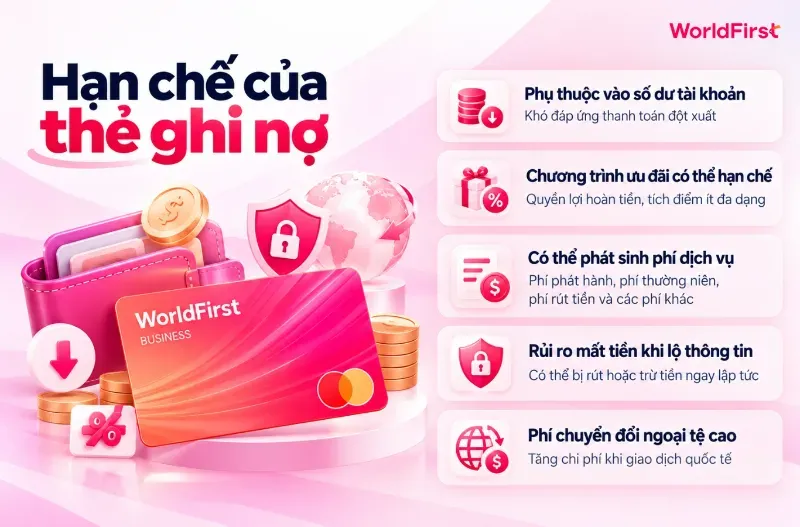 Thẻ ghi nợ có thể phát sinh phí dịch vụ, ít ưu đãi và phụ thuộc số dư tài khoản thanh toán