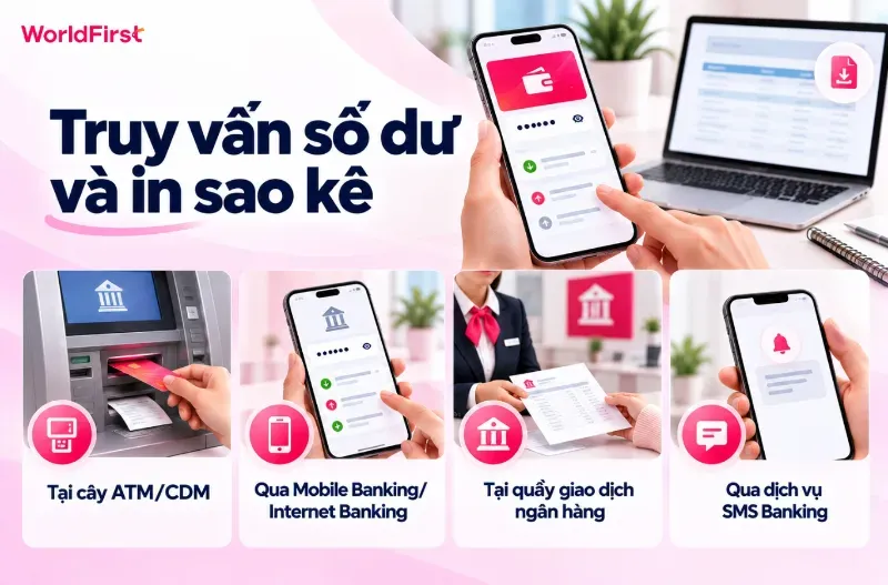 Bạn có thể truy vấn số dư và in sao kê bằng thẻ ghi nợ