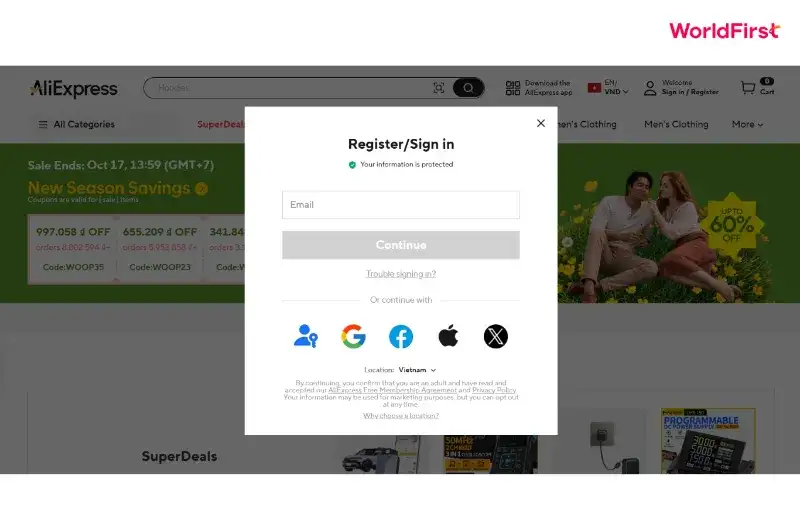 Bạn có thể đăng ký tài khoản bằng email, số điện thoại hoặc mạng xã hội