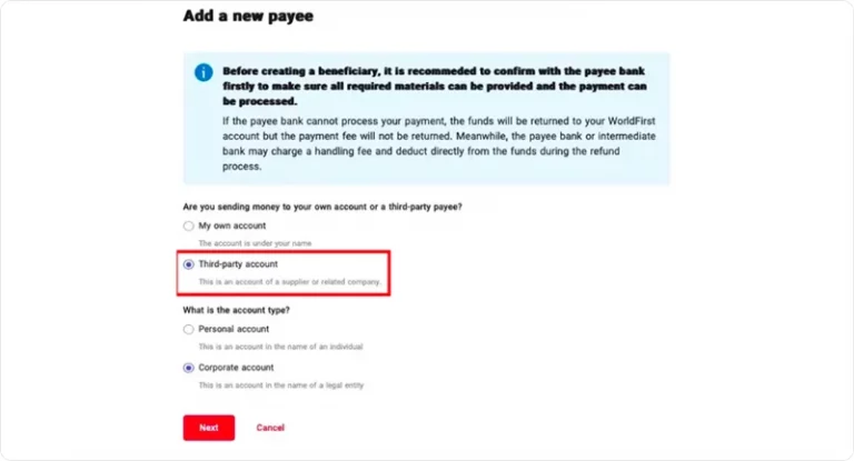 Add a single payee